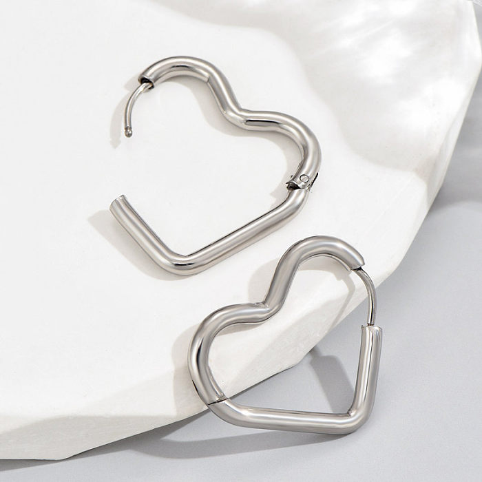 1 زوج أسلوب بسيط مثلث دائرة شكل قلب الفولاذ المقاوم للصدأ هوب الأقراط