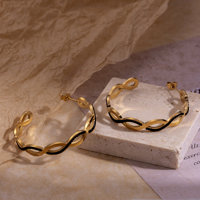 1 par de pendientes colgantes chapados en oro de 18K con incrustaciones de acero inoxidable con forma de corazón redondo de estilo Simple de estilo Vintage