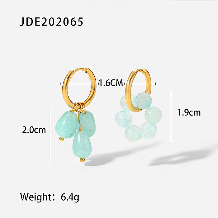 Neue Mode-Stil 18K vergoldet Edelstahl Perle Herz Stein Anhänger Ohrringe