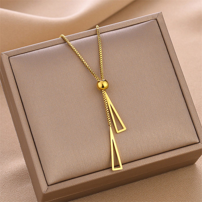 Simple Style Solid Color Stainless Steel Tassel Plating Pendant Necklace 1 Piece