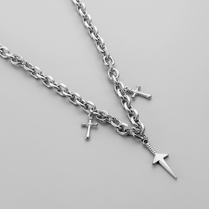 1 Piece Hip-Hop Cross Stainless Steel  Stainless Steel Polishing Pendant Necklace