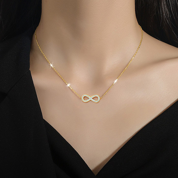Fashion Bow Knot Stainless Steel Plating Zircon Necklace 1 Piece