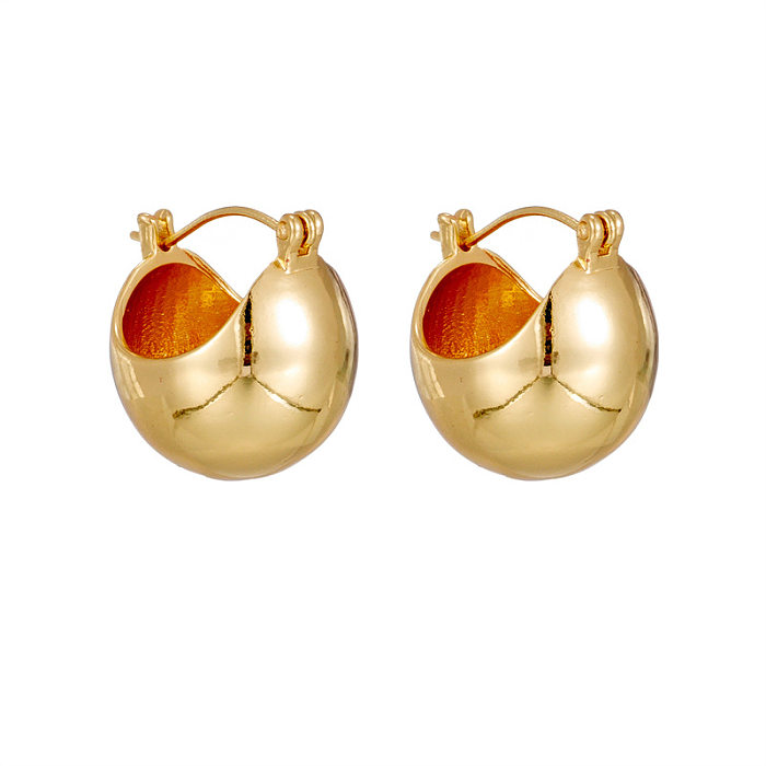 Brincos curtos semicirculares tridimensionais banhados a cobre da moda em ouro real