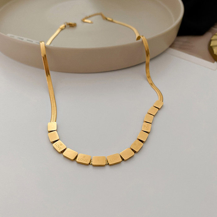 Collar de diamantes de imitación turquesa con incrustaciones de perlas artificiales chapado en acero inoxidable de aleación geométrica de estilo Simple