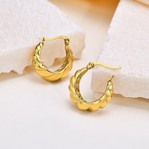 1 Paar Retro-Ohrringe im schlichten geometrischen Stil aus vergoldetem Edelstahl