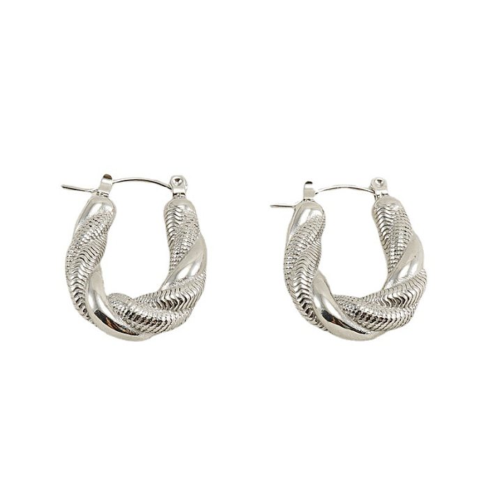 Fashion U Shape Stainless Steel Plating Hoop Earrings 1 Pair