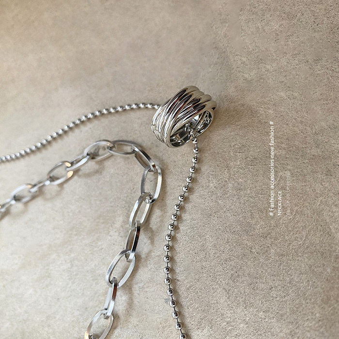 Modische geometrische Edelstahl-Beschichtung, Zirkon-Halskette, 1 Stück