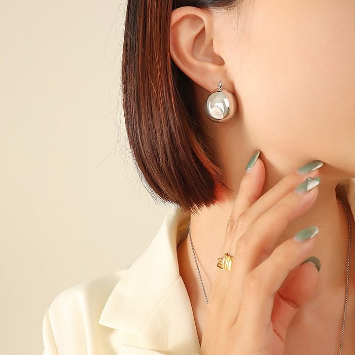 Fashion Women's Geometric Stainless Steel 18K Gold Plating U-Shaped Earrings Jewelry