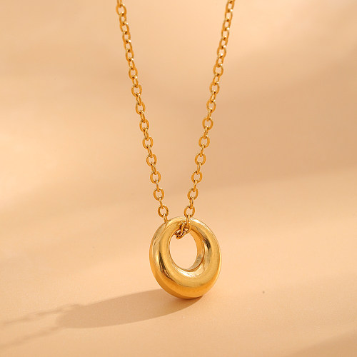 Retro Classic Style Geometric Stainless Steel Plating Gold Plated Pendant Necklace