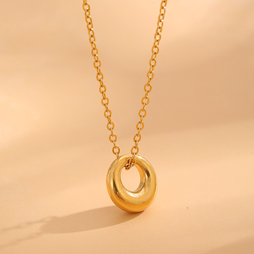 Colar com pingente banhado a ouro geométrico estilo retrô clássico em aço inoxidável