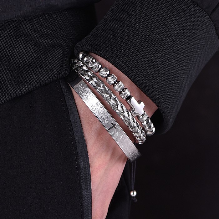 Bracelet plaqué or de placage d'acier inoxydable de couleur unie de style simple