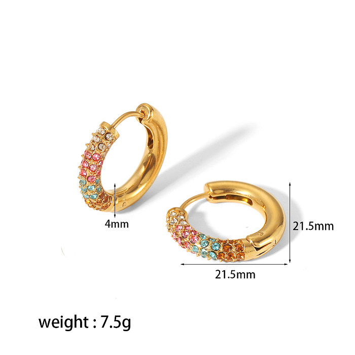 1 Pair Simple Style U Shape Plating Inlay Stainless Steel  Zircon 18K Gold Plated Ear Studs