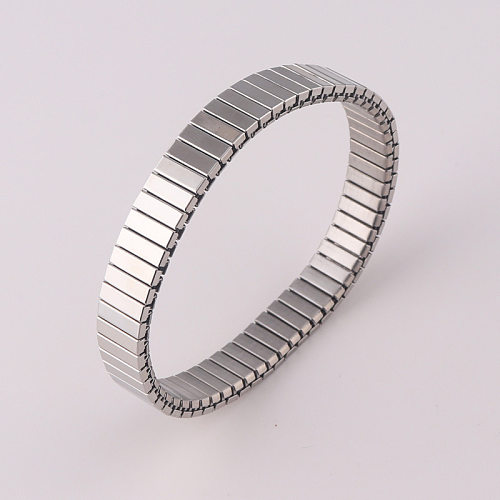 Simple Style Classic Style Solid Color Rectangle Stainless Steel Bangle
