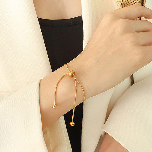 Simple Style Solid Color Stainless Steel 14K Gold Plated Bracelets In Bulk