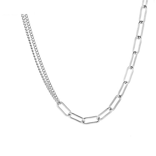 Simple Hollow Chain Double-chain Splicing Stainless Steel Necklace