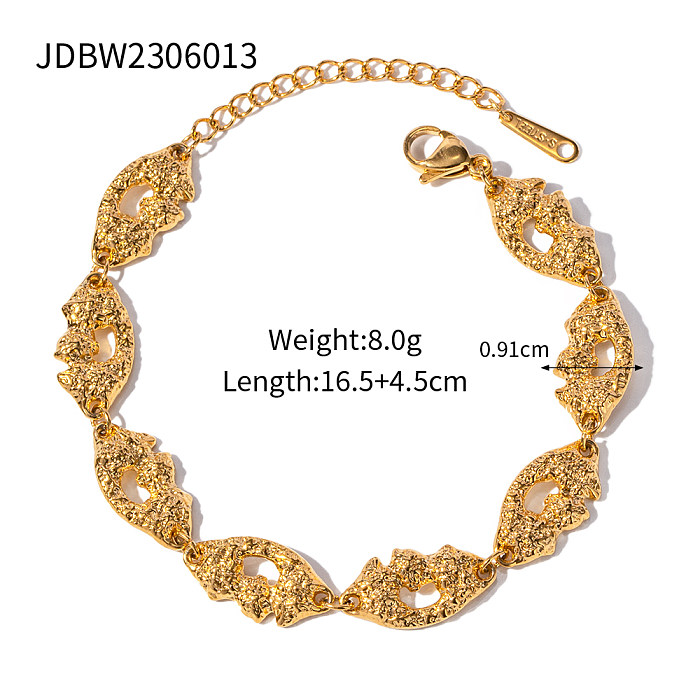 Bracelets plaqués or 18 carats en acier inoxydable à texture de couleur unie de style classique en vrac
