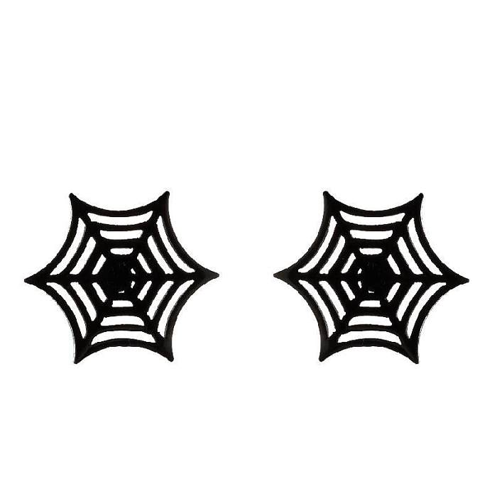 Einfacher Stil, Spinnennetz, Schmetterlingsnotizen, Edelstahlbeschichtung, ausgehöhlte Ohrstecker, 1 Paar