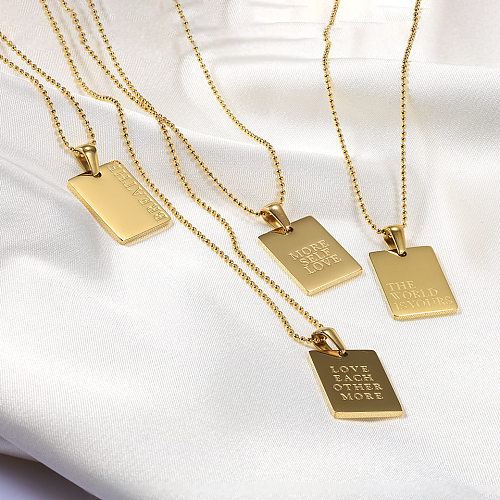 1 Piece Fashion Letter Square Stainless Steel  Plating Pendant Necklace
