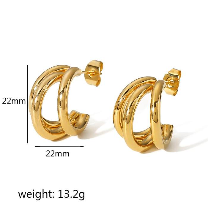 1 Pair Simple Style U Shape Plating Stainless Steel  18K Gold Plated Ear Studs
