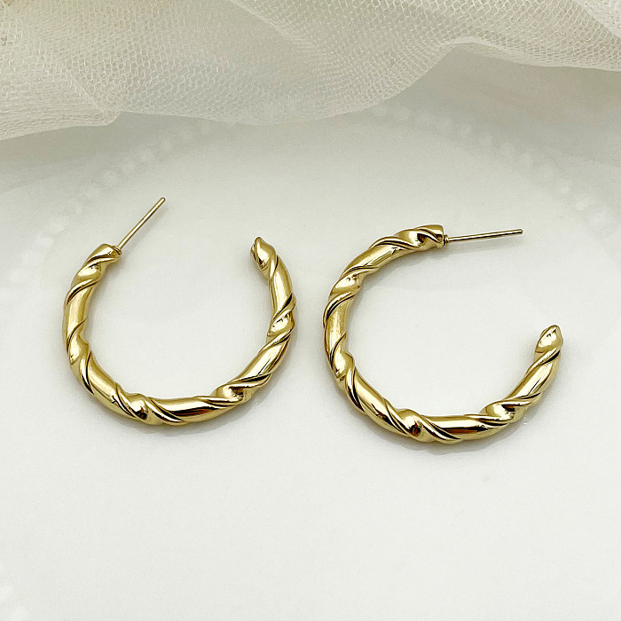 1 Pair Simple Style Classic Style C Shape Plating Stainless Steel  Gold Plated Ear Studs