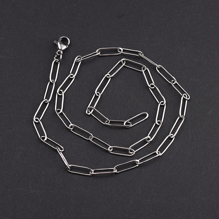 Jóias simples de aço inoxidável oval corrente pulseira colar jóias atacado