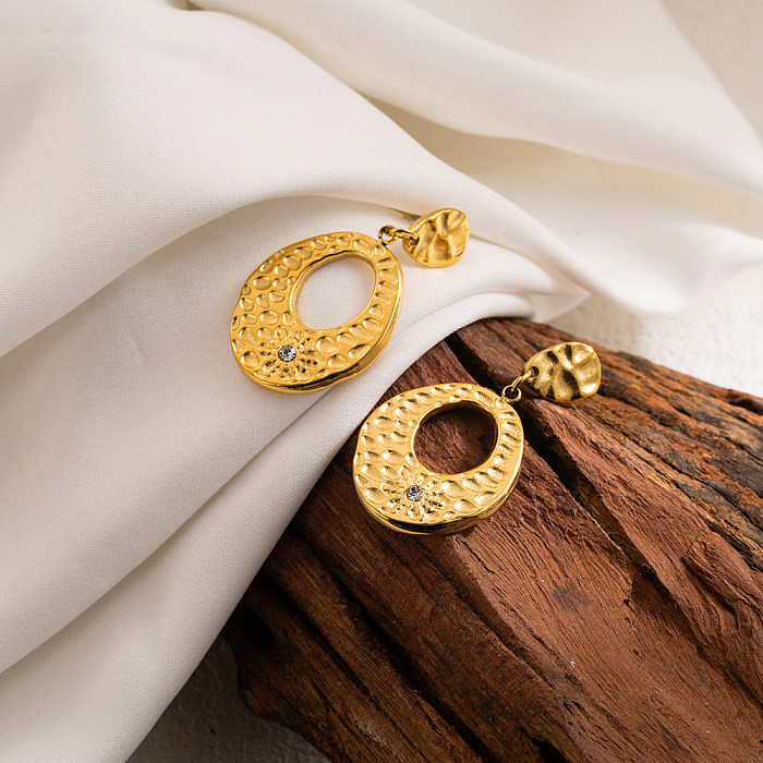 1 Pair French Style Sweet Round Flower Plating Inlay Stainless Steel  Natural Stone Zircon Gold Plated Ear Studs