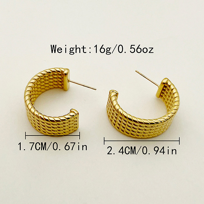 1 Pair Elegant Vintage Style Luxurious C Shape Polishing Plating Stainless Steel  Gold Plated Ear Studs