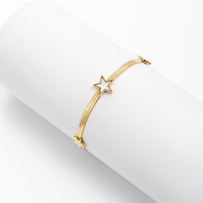 Pulseiras banhadas a ouro 18K com pentagrama de estilo simples e aço inoxidável