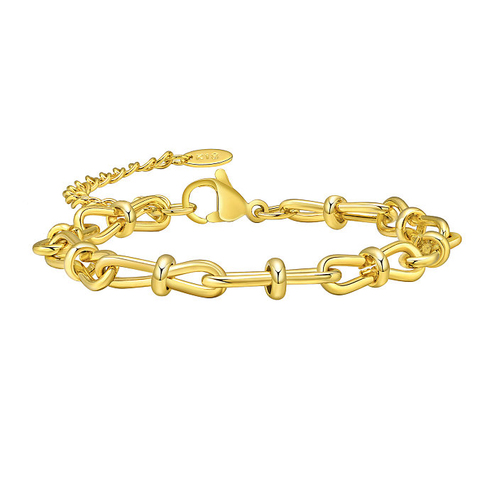 Pulseras chapadas en oro con revestimiento de acero inoxidable de color sólido de estilo simple