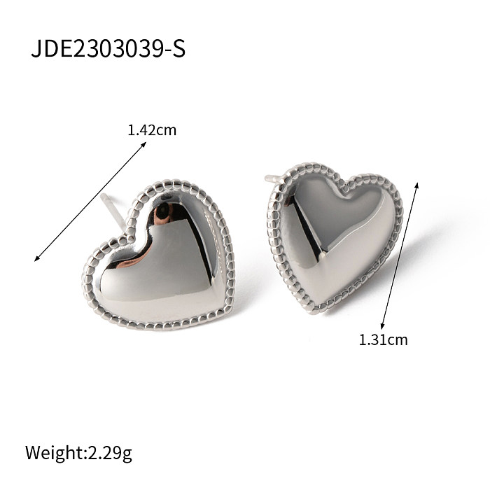 1 Pair INS Style Basic Heart Shape Stainless Steel  Plating 18K Gold Plated Ear Studs