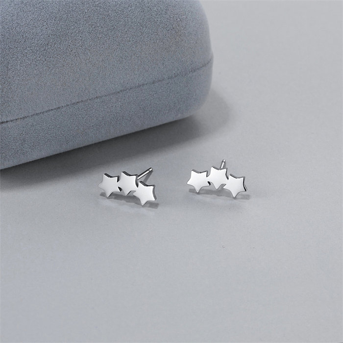 1 par casual bonito estilo simples estrela chapeamento de aço inoxidável banhado a prata brincos