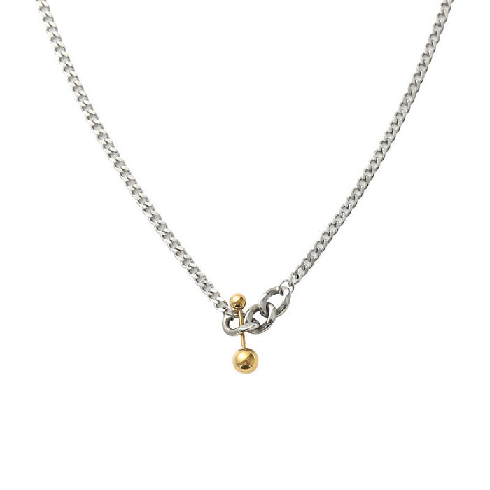 Punk Ball Stainless Steel Plating 18K Gold Plated Necklace