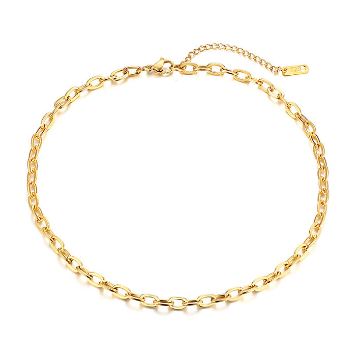 Großhandel: Einfache, einfarbige Halskette aus Edelstahl mit 18 Karat Goldbeschichtung
