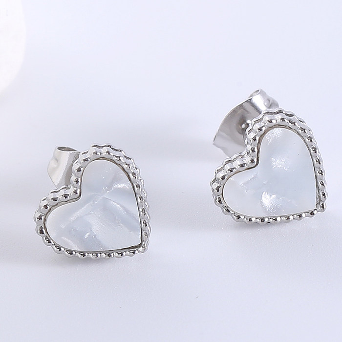 1 Pair Casual Simple Style Heart Shape Plating Inlay Stainless Steel  Acrylic 18K Gold Plated Rose Gold Plated Ear Studs