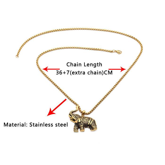 Simple Steel Elephant Pendant Necklace