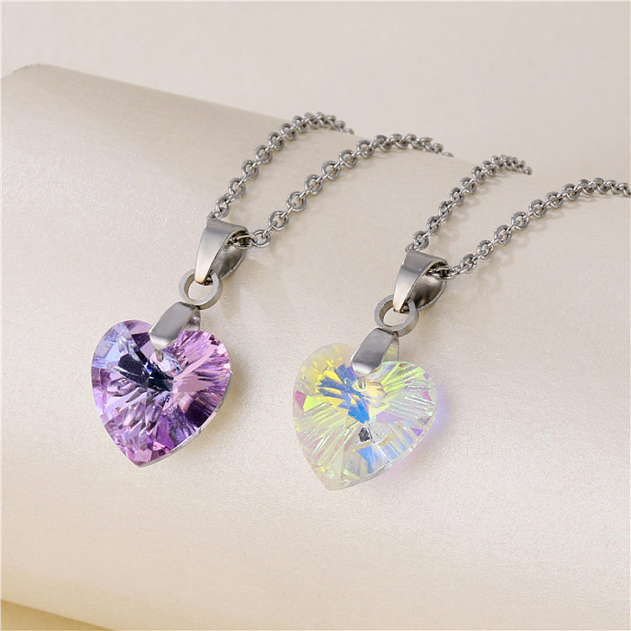 Fashion Crystal Heart-shape Stainless Steel Necklace Wholesale