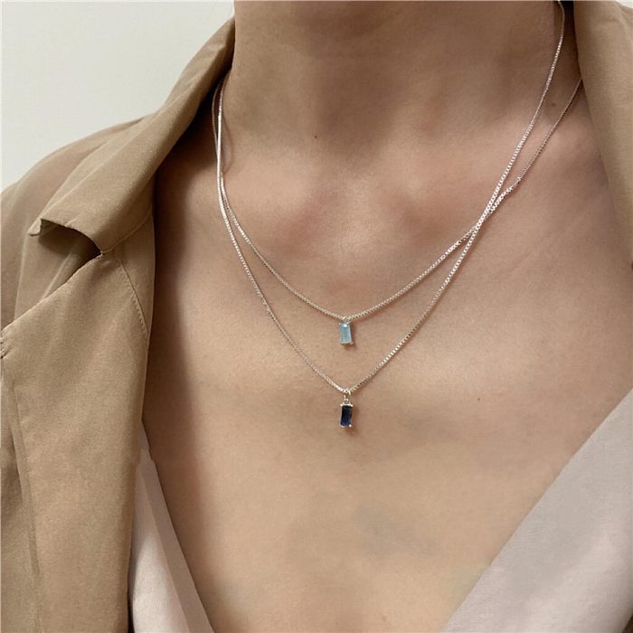 Simple Style Geometric Stainless Steel Plating Inlay Zircon Pendant Necklace