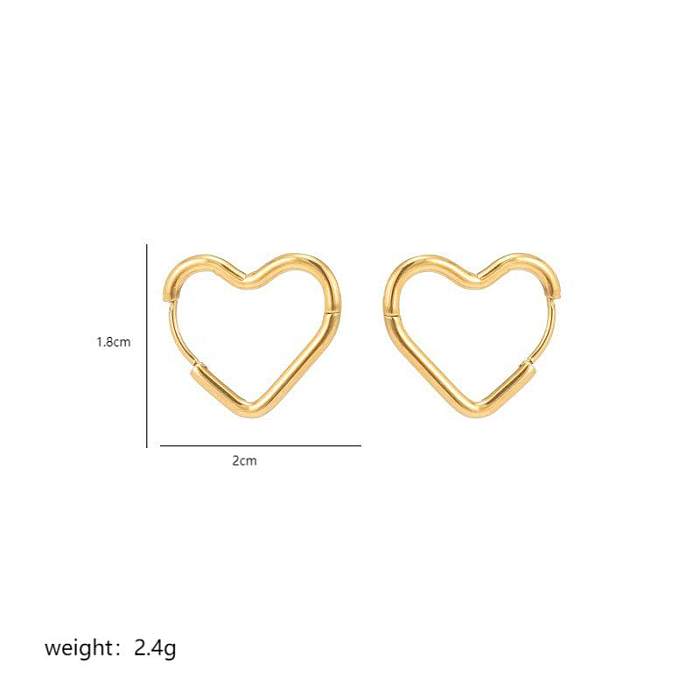 1 par de brincos banhados a ouro 18K de aço inoxidável com pentagrama em formato de coração