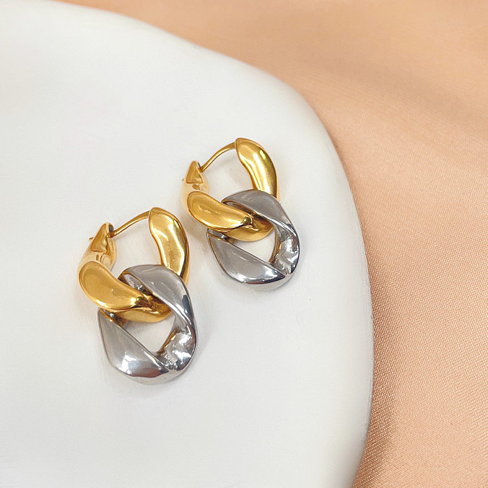 1 Paar IG Style Simple Style Kettenplattierung Edelstahl vergoldete Ohrhänger