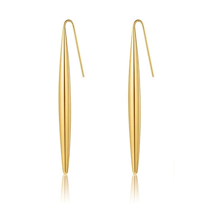 1 Pair Simple Style Solid Color Plating Stainless Steel  Gold Plated Drop Earrings