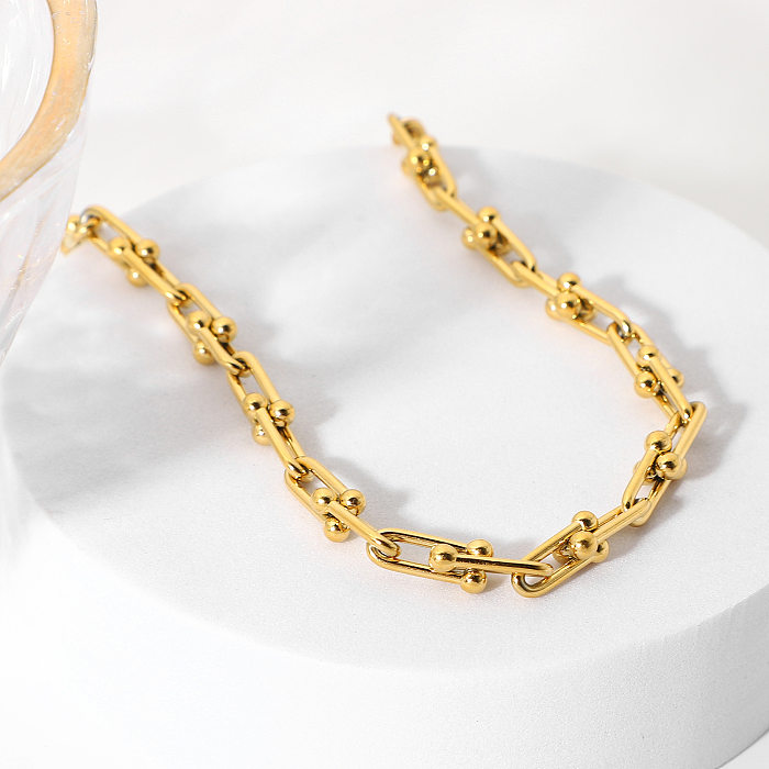 الأزياء 18K مطلية بالذهب الفولاذ المقاوم للصدأ على شكل حرف U سلسلة قلادة المجوهرات بالجملة