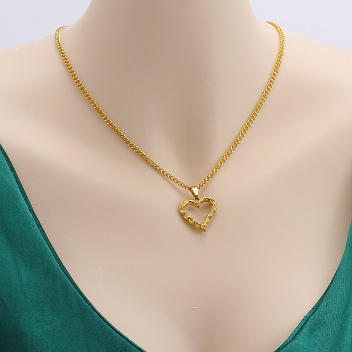 Fashion Heart Shape Stainless Steel  Plating Pendant Necklace 1 Piece