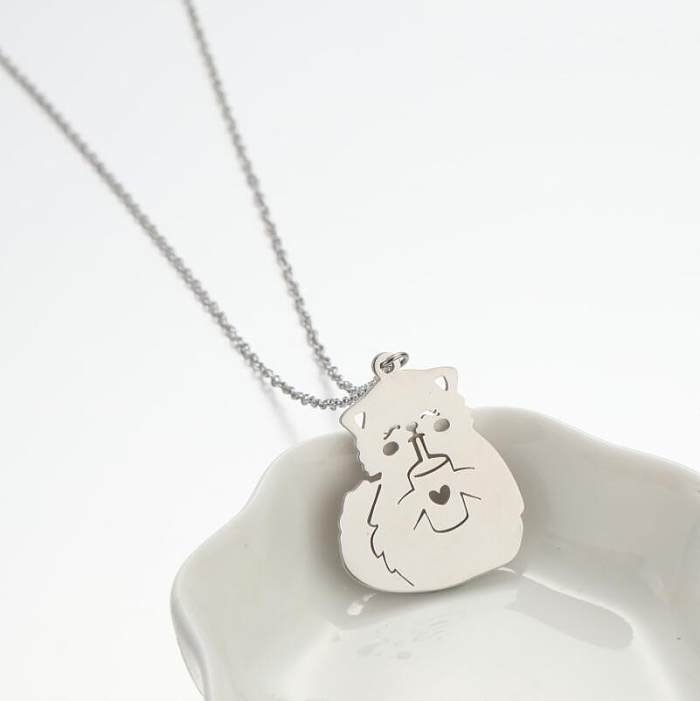 1 Piece Retro Cartoon Character Heart Shape Stainless Steel  Stainless Steel Plating Pendant Necklace