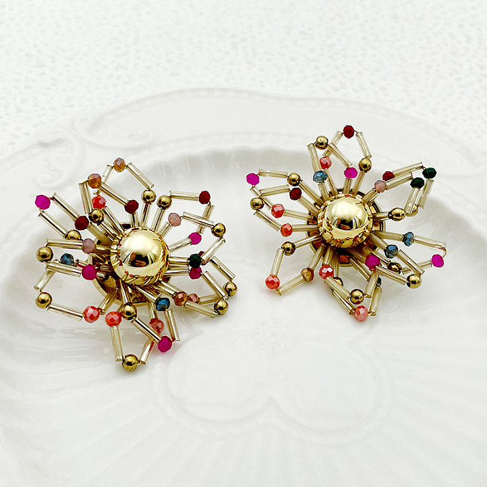 1 Pair Vintage Style Simple Style Roman Style Flower Plating Stainless Steel  Gold Plated Ear Studs