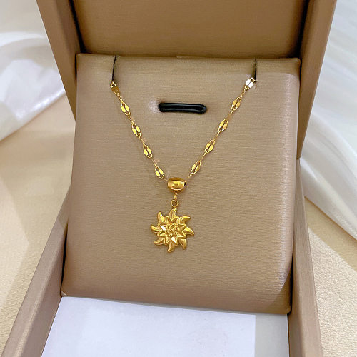Simple Style Windmill Stainless Steel Copper Plating Gold Plated Pendant Necklace