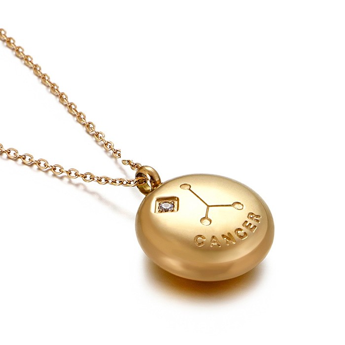 Korean Style Fashion New Twelve Constellation Golden Stainless Steel  Guardian Necklace For Girlfriend Girlfriends' Gift Can Be Sent On Behalf
