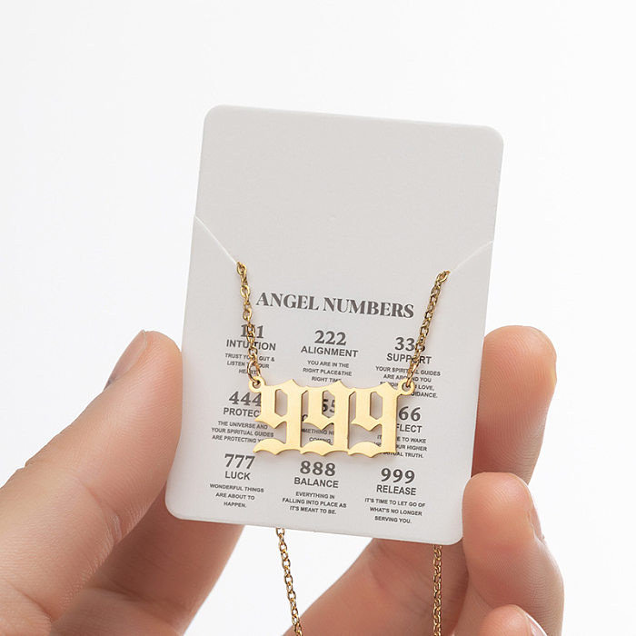 Simple Style Number Stainless Steel  Plating Pendant Necklace