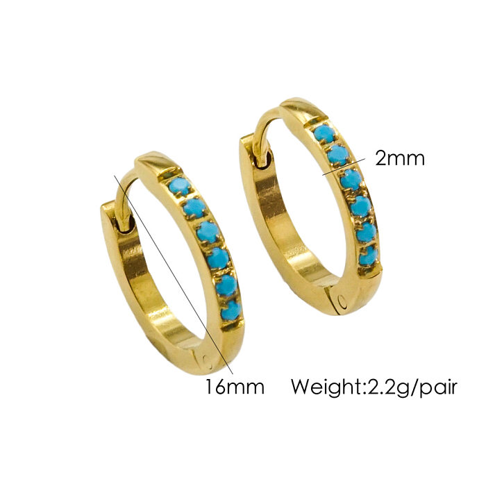 1 Pair Modern Style Round Plating Inlay Stainless Steel  Zircon Earrings