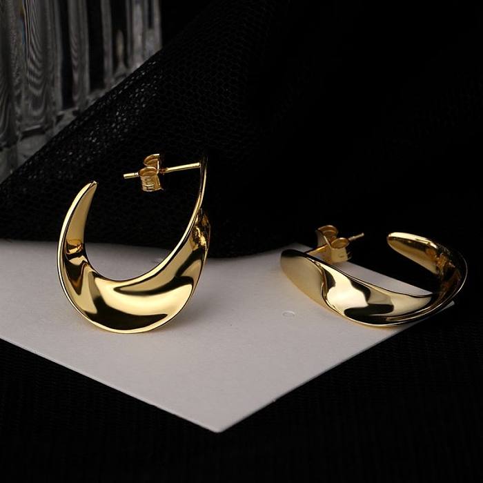 1 Pair Casual Elegant Modern Style Solid Color Plating Stainless Steel  14K Gold Plated Earrings