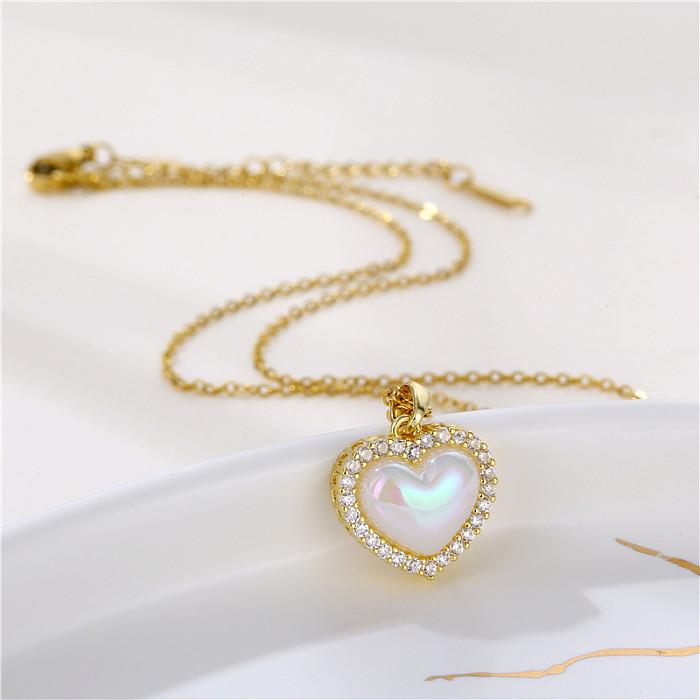 Wholesale Korean Style Sector Star Flower Stainless Steel  Stainless Steel 18K Gold Plated Gold Plated Zircon Pendant Necklace